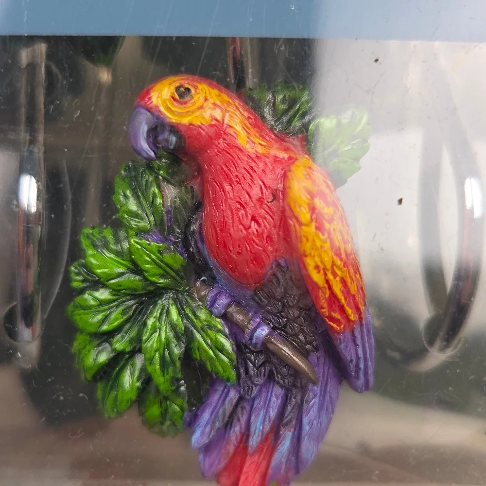 Vintage NOS Rainforest Shower Curtain Hooks Parrot Toucan Set of 12 Tropical